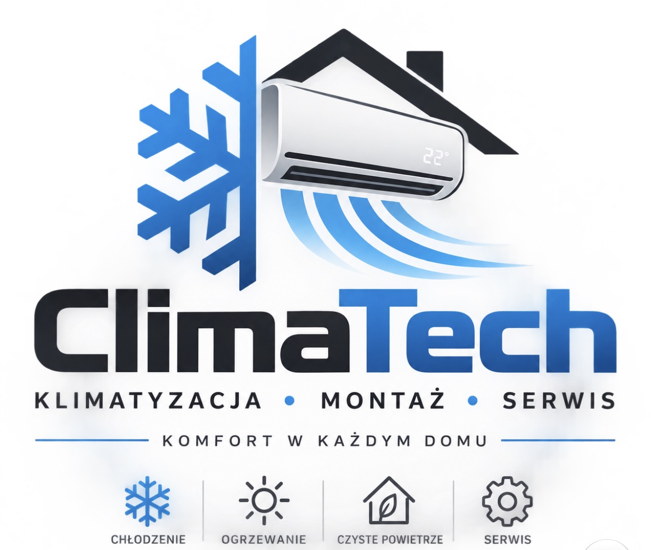 Pełne logo ClimaTech — klimatyzacja, montaż, serwis